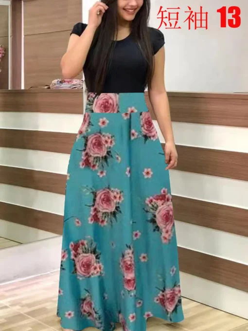 Flower Print Short Sleeved Dress - Image 13
