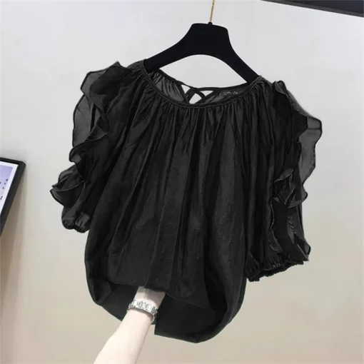 ZANZEA Cold Shoulder Ruffle Blouse - Image 6