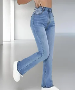 Slimming High Waist Washed Jeans