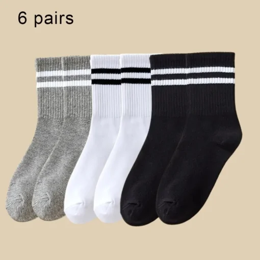 6 Pairs Breathable Mid Socks - Image 13