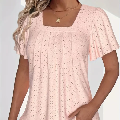 Loose Ruffle Hollow Top - Image 4