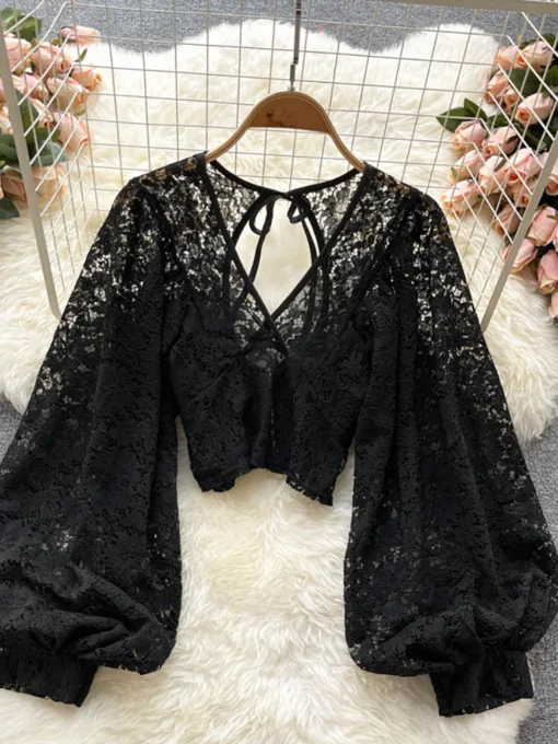 Autumn Elegant Lace Blouse - Image 3