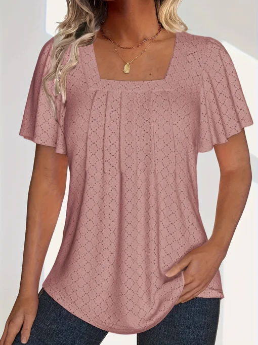 Loose Ruffle Hollow Top - Image 9