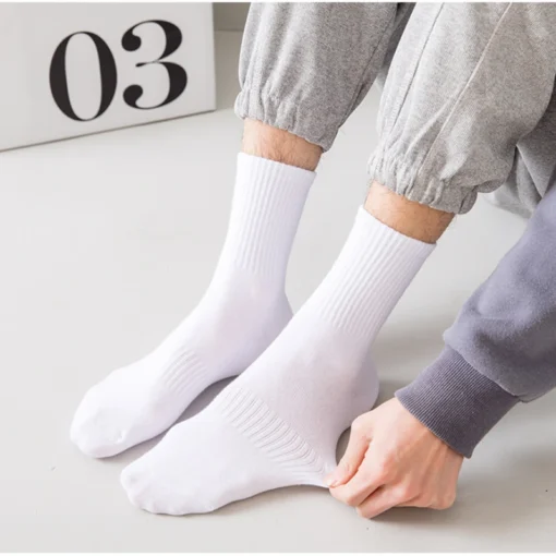 5Pairs Brand Men Cotton New Style White Socks - Image 6