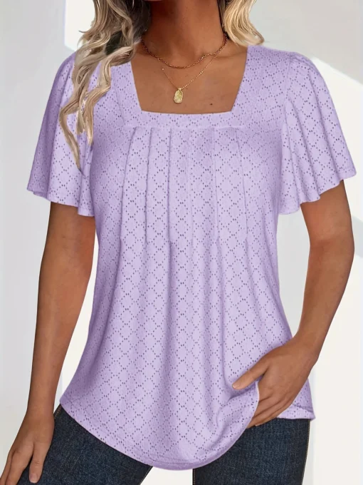 Loose Ruffle Hollow Top - Image 7