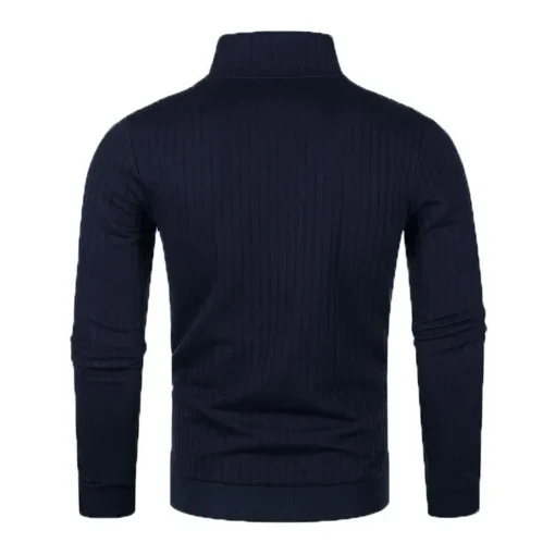 Semi Turtleneck Long Sleeve Half Zip Pullover Knitted Sweater - Image 18