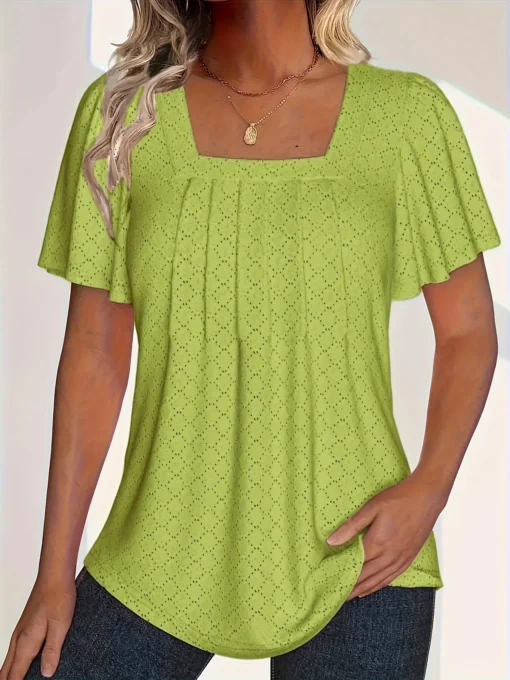 Loose Ruffle Hollow Top - Image 10
