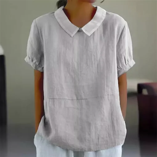 Solid Lapel Pullover Blouse - Image 12