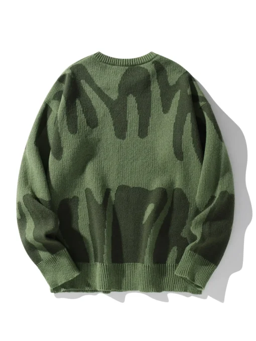 Irregular Jacquard Pattern Pullover Sweater - Image 16