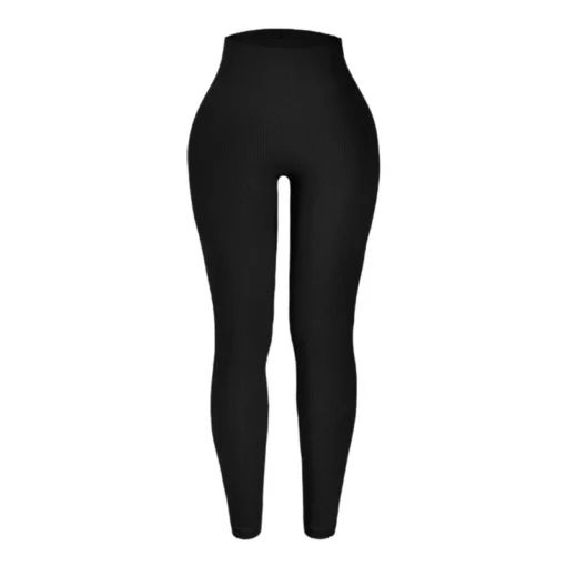 Elastic Thread Knitted Leggings - Image 11
