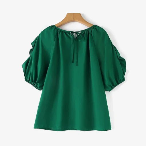 ZANZEA Cold Shoulder Ruffle Blouse - Image 9