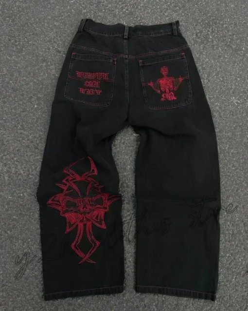 Skull Embroidered Jeans - Image 9