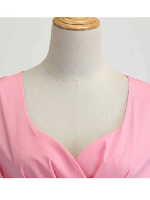 Pink Summer V Neck Dress - Image 11