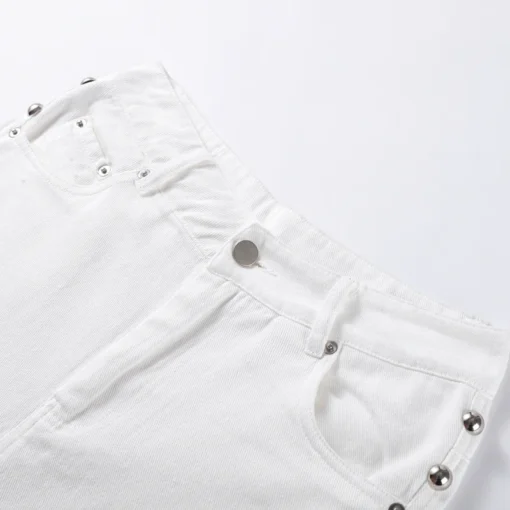 Metal Rivet High Waist Jeans - Image 25