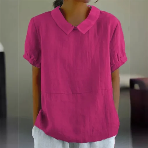 Solid Lapel Pullover Blouse - Image 5